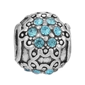 Charm floreale in cristallo blu con finitura vintage per bracciali e collane fai-da-te - Perlina Floreale Blu Cielo Intagliata Vintage (007)