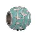Silberne Perle mit hellgrünem Emaille-Blumenmuster für DIY-Armbänder - Hellgrüne Emaille Rankenperle (004)