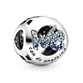 Hohler Silber-Charm mit Gravur We Can Do Anything und blauen Zirkonia Steinen - We can do anything Gradient Perle (045)
