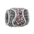 Charm in argento con cristalli rosa e finitura testurizzata per bracciali fai-da-te - Stile a Grappolo di Fiori (001)