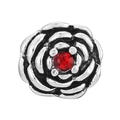 Silver alloy rose bead charm with red heart crystal center for DIY jewelry making - Rose Flower Bead