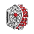Spherical alloy charm bead with red and white pavé crystals for DIY bracelets - Red and White Rhinestone Ball Style (27)