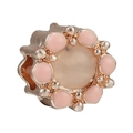 Rose gold flower bead with pink enamel petals and center gemstone for DIY bracelets - Rose Gold Pink Enamel Drip Flower Charm (019)