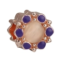 Rose gold heart bead with cat eye stone and purple enamel for DIY jewelry charm bracelets - Rose Gold Cat Eye Stone Purple Enamel Charm (018)