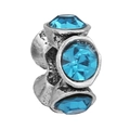 Blue crystal silver bead for DIY bracelets featuring vintage metallic finish - Sky Blue Three-Stone Vintage Bead (009)