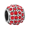 Ciondolo a sfera con cristalli rossi per bracciali e collane fai da te - Stile Tondo Pavé Strass (010)