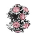 Pink crystal pave flower charm bead in vintage silver finish for DIY jewelry - Floral Abundance Style (006)