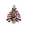 Broche de árbol de Navidad vintage con diamantes de imitación de colores y oro - Estilo Árbol de Navidad de Rhinestones Densos (036)