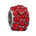 Ciondolo in argento con strass rossi scintillanti per bracciali e collane fai-da-te - Stile Barile Pavé Strass (011)