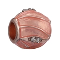 Rose gold charm bead with orange enamel coating and sparkling inlaid crystals - Orange Pink Enamel Drip Bead (002)