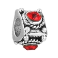 Vintage silver alloy heart charm with faceted red crystals for DIY jewelry bracelets - Cylinder Gemstone Bead / Silver Red