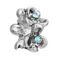 Ciondolo a fiore in argento vintage con cristalli azzurri per bracciali gioielli fai-da-te - Perlina Grappolo di Fiori Pietra Blu Chiaro Argento Vintage (011)