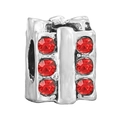 Charm a forma di scatola regalo d'argento con cristalli rossi per bracciali fai-da-te - Stile Scatola Regalo con Fiocco (012)