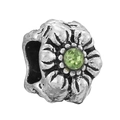Vintage silver flower charm bead with a vibrant green gemstone center for DIY bracelets - Normal Specification / Vintage Floral Light Green Gem Style (27)
