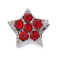 Star-shaped silver alloy charm bead with six sparkling red rhinestones for DIY jewelry - Pave Pentagram Charm