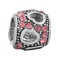 Silver alloy hollow heart bead charm with pink rhinestones for DIY bracelets - Hollow Heart Rhinestone Style (011)