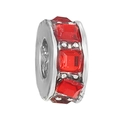 Charm in argento con strass quadrati rossi per braccialetti fai-da-te personalizzati - Stile Anello Taglio Quadrato (013)