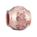 Rose gold heart charm bead with pink enamel finish for DIY charm bracelets - Rose Gold Heart Enamel Charm (005)