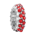 Charm in argento con strass rossi brillanti per bracciali e creazione gioielli DIY - Stile Pavé Multi-Strass (014)