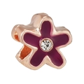 Rose gold five-petal flower charm with purple enamel and center zircon crystal - Purple Enamel Five-Petal Flower Charm (006)