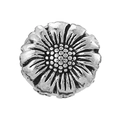 Vintage silver sunflower bead with textured petals for DIY bracelet making - 4mm / Sunflower Design (001)