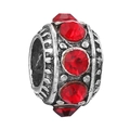 Ciondolo vintage in argento con cristalli rossi per bracciale e collana fai da te - Stile Cilindrico Texture Retro (015)
