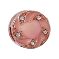 Rose gold flower charm with pink heart enamel and clear cubic zirconia stones - Rose Gold Pink Heart Zirconia Charm (007)