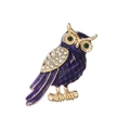 Elegante broche de búho dorado con esmalte púrpura y brillantes diamantes de imitación - Estilo Búho Púrpura (042)