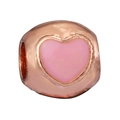 Rose gold heart bead charm with pink enamel inlay for DIY bracelets and jewelry - Pink Enamel Heart Charm (008)