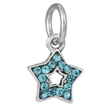Star-shaped silver alloy charm pendant with pavé blue crystals and a hollow center - Hollow Five-Pointed Star Style (020)