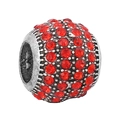 Charm in argento con strass rossi per bracciali e collane fai-da-te - Stile Sferico Retro (017)