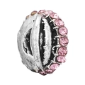 Abalorio de plata con cristales rosas y acabado antiguo para pulseras de DIY - Estilo Anillo Antiguo (009)