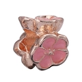Rose gold flower charm with pink enamel petals for DIY charm bracelets and necklaces - Rose Gold Pink Cherry Blossom Charm (010)