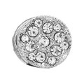 Silver alloy bead charm featuring round pavé-set crystals in a circular design - Round Pave Rhinestone Pendant (002)
