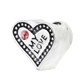 Charm de corazón con gema rosa grabado My Love y cristales micro-pavé brillantes - Estilo Corazón My Love (010)