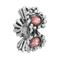 Vintage silver charm bead with pink zircon stones for DIY charm bracelets - Vintage Floral Gear Style (017)