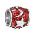 Star and moon charm with red enamel detailing for DIY beaded bracelets and necklaces - Red Star and Moon 3D Charm (023)