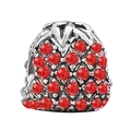 Ciondolo in cristallo rosso pavé con base in argento per bracciali e collane fai-da-te - Stile Cilindro Texture Gambo (019)