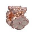 Rose gold flower charm with white enamel petals for DIY bracelets and necklaces - Rose Gold White Enamel Floral Charm (011)