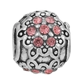 Abalorio de esfera con cristales rosas en plata antigua para pulseras DIY - Estilo Esfera Hueca (011)