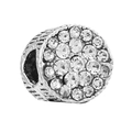 Elegant silver alloy charm bead featuring a dense clear rhinestone pave for DIY jewelry - Pave Rhinestone Braided Bead (003)
