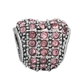 Luxury heart charm with pink cubic zirconia stones for DIY jewelry bracelets - Pave Heart Style (018)