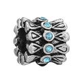 Retro silver charm with butterfly engraving and light blue crystals for DIY bracelet - Light Blue Bow Vintage Bead (020)