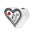 Charm a cuore in argento con incisione My Love, pietra rossa e cristalli bianchi - Stile Cuore My Love (022)