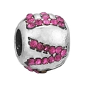 Abalorio corazón de delfín con diamantes rosa en plata para pulsera DIY - Estilo Corazón Estrás Ondulado (014)