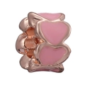 Rose gold heart bead with pink enamel finish for DIY charm bracelet and jewelry - Rose Gold Pink Enamel Overlapping Hearts Charm (014)