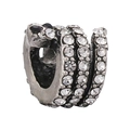 Charme de serpent en argent vintage avec strass brillants et yeux en gemme noire - Charme Serpent En Spirale Strass (006)