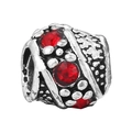 Ciondolo in argento con cristalli rossi e motivi a strisce per bracciali e collane - Stile Texture Bohémien (023)