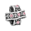 Charm de circón rosa con diseño de puntos huecos en plata antigua para pulseras DIY - Estilo Puntos de Cruz Huecos (015)