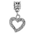 Silver-plated heart charm pendant with sparkling crystals for DIY jewelry making - 009 / Standard Spec
